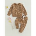thumbnail image 3 of Baby Girls Fall Outfit 6M 12M 18M 24M 3Y Flower Print Long Sleeve Crew Neck Sweatshirt Sweatpants Fall Clothes, 3 of 10