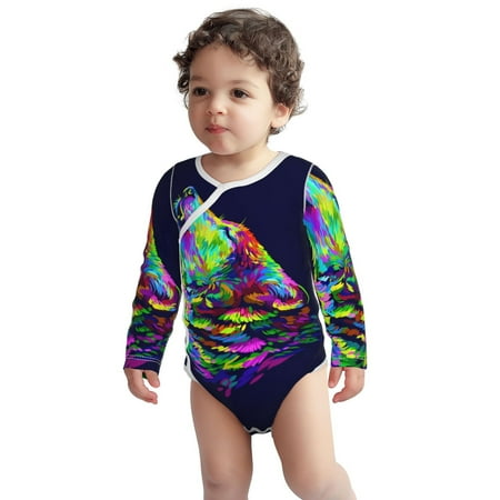 

Fotbe Howling Wolf Pattern Unisex-baby Long-sleeve Bodysuit Long Sleeve Bodysuits One-piece 100% Organic Cotton for Infant Baby Boys Unisex-3 Months