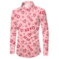 thumbnail image 6 of IWRICH Valentine's Day Dress Shirt for Men Vacation Stylish Casual Lapel Long Sleeve Heart Printed Button down Tops Watermelon Red XL, 6 of 7