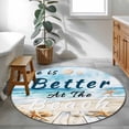 thumbnail image 4 of 3.3ft Round Rug, Summer Coastal Beach Non-Skid Rubber Backing Large Area Rugs - Living Room Bedroom Home Office, Ocean Wave Starfish Shell Indoor Floor Mat Carpets Washable Rug, 4 of 9