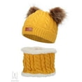thumbnail image 3 of Gustave 2 Pieces Baby Winter Hat Scarf Set, Knitted Warm Fleece Lined Skiing Cap Pompom Kids Beanie for Kids Girl Boy "Yellow", 3 of 10