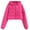 Hot Pink, variant on Women's Puffer Jackets Solid Color Long Sleeve Cropped Coats Zip Up Warm Padded Winter Hooded Quilted Outwears