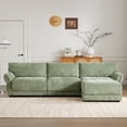 thumbnail image 4 of Harper & Bright Designs L-Shaped Sectional Sofa Set with Movable Ottoman, 3-Seat Couch with Extra-Wide Seat Cushion, Chenille Upholstered Sectional Sofe with USB and Type-C Charger, 110", Green, 4 of 12