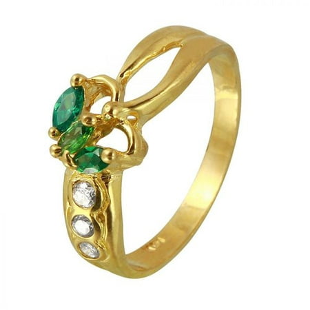 Foreli 14K Yellow Gold Ring Created Emerald