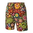 thumbnail image 5 of Kll Hippie Peace Love Men'S Casual Summer Beach Shorts Hawaiian Shorts With Pockets-X-Large, 5 of 9