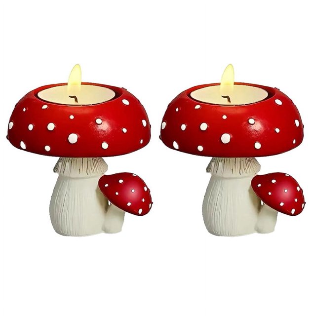 Candelabro de té con forma de hongo, bonito candelabro de té con forma de hongo, candelabro para decoración del hogar, dormitorio y escritorio