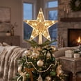 thumbnail image 3 of Christmas Tree Topper, Five Point Star Tree Top Ornament, Lighted Design, Glitter Finish, Hollow Design, White Style A for Christmas Tree Home Office Party and Holiday Decor, 3 of 6