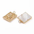 thumbnail image 3 of 1pc Natural Shell Pendants with Brass Findings Rectangle with Eye & Moon & Star Golden 24.5x16.5x4.5mm Jump Ring: 5.5x1mm Hole: 3.5mm, 3 of 3