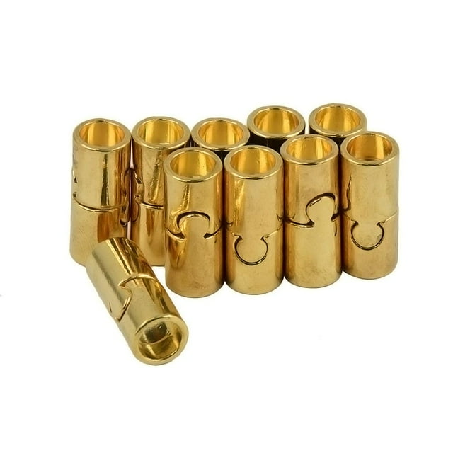 10 Juegos de Pegamento de material cuero en Tubo de 7 Mm, Barril, Cierre Deslizante , Collar, , Hallazgos de Joyería Oro