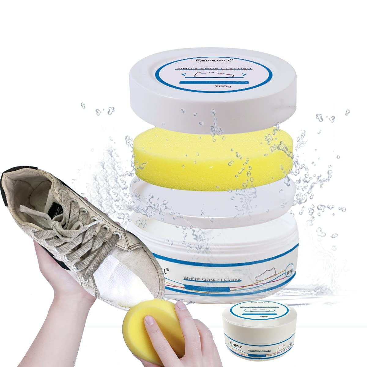 2pcs White Sneaker Cleaning Cream, Whitener Shoe Cream and Natural, Non