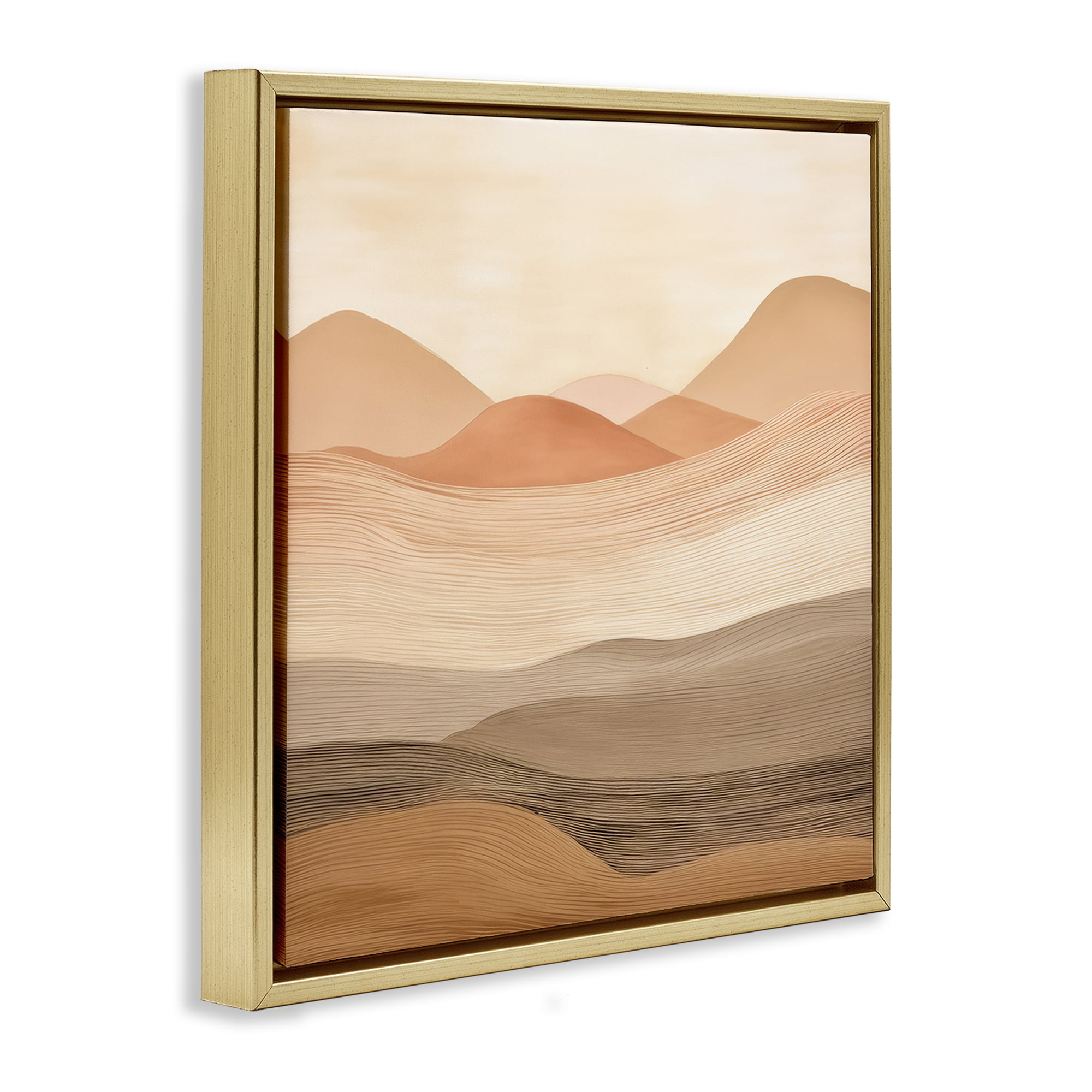 Stupell Industries Layered Sand Dunes Landscape & Nature Painting Gold Floater Framed Canvas Art Print Wall Art, 25 x 25