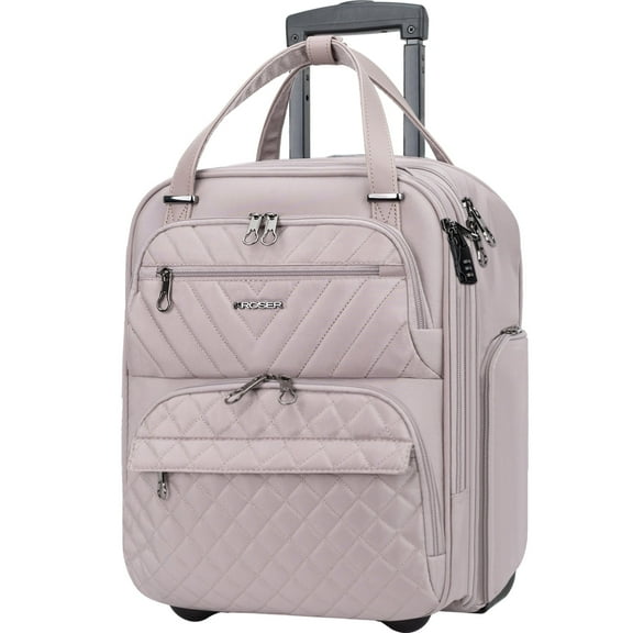 KROSER Carry On Underseat 16-inch Lightweight Overnight Suitcase - Dusty Pink