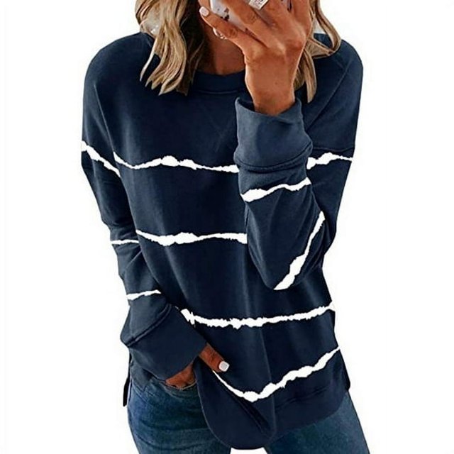 Tops de moda para mujer Camiseta holgada Tie-dye Tops tipo túnica estampados de manga larga