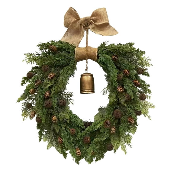 Aximioll Christmas Pine Branch Wreath 19.69In, Vine Ring, Christmas Wreath Decor for Front Door Wall Entryway Mantel