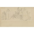 thumbnail image 2 of David Roberts 14x10 Black Ornate Wood Framed Double Matted Museum Art Print Titled: Studies of Figures in a Church, 2 of 5