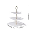 thumbnail image 3 of 3-Tier Square Dessert Stand | European Style Cake & Fruit Tray | White or Pink Plastic Candy & Snack Dishes for Coffee Table | 1-Piece Set, 3 of 6