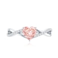 thumbnail image 4 of Rosec Jewels IGI Certified Lab Grown Pink Diamond Heart Promise Ring - Fancy Pink Color - VS1 Clarity - 1 Ct Pink White Diamond Ring, 10K White Gold, US 4.00, 4 of 8