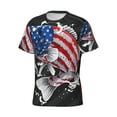 thumbnail image 3 of Yiaed Largemouth Bass Fish in USA Print Mens Short Sleeve Tight Fit T-Shirt, Crewneck Casual Tee-X-Large, 3 of 5