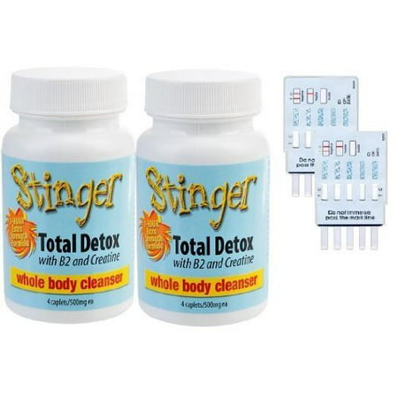2 Stinger 1 hour Total whole body cleansers with B2 & creatinine, 4 caplets each & 2 free 6 Panel Drug (The Best Whole Body Cleanse)