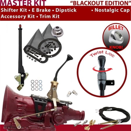 American Shifter TH400 Shifter Kit Black 8 in. E Brake Cable Clevis Trim Kit Dipstick for EDC9F