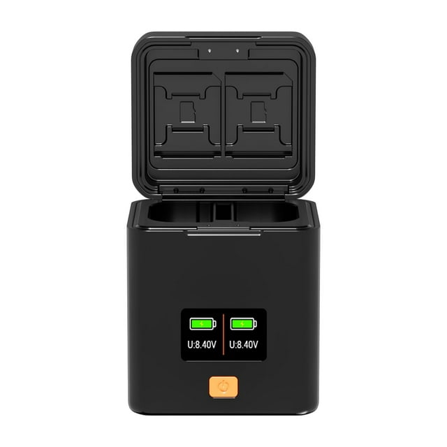 Camera Battery Charging Case for LPE6/ E6N/ E6NH/ E6P Batteries 2-slot Battery Charger with Card Slots OLED Screen PD Fast Charging Box Compatible with 5D Mark 5DS 6D