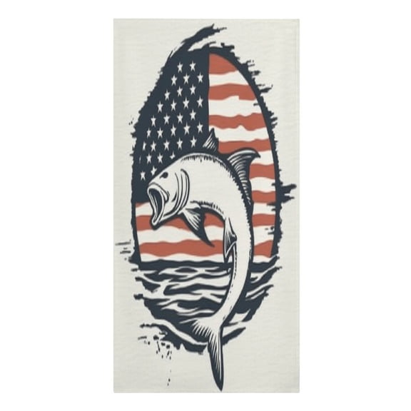 RKSupls Patriotic Fish Flag Water Microfiber Beach Towel Absorbent Compact Towels for Swimming Pool Beach Travel Things for Vacation Essentials Adult Gift,61.4Ć30.3Inch
