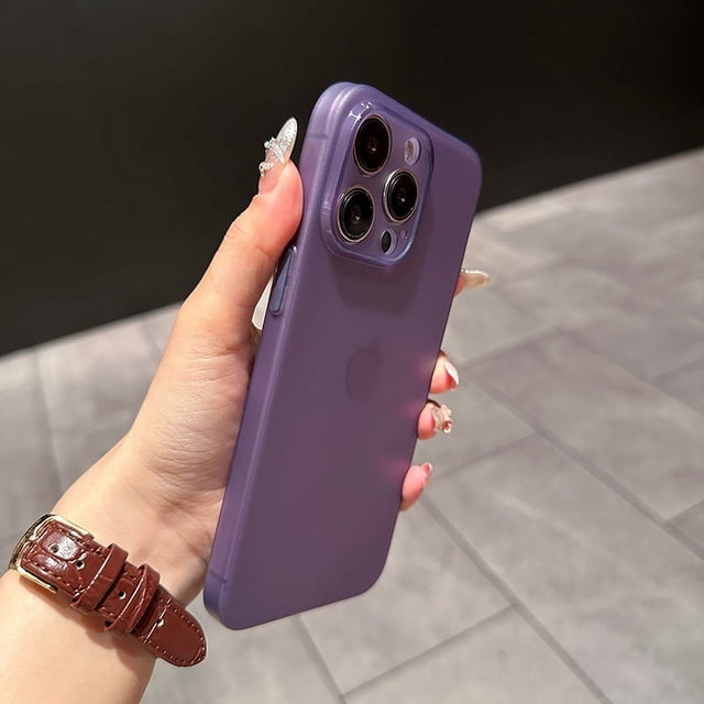 0.3mm Ultra Thin Matte Case For iPhone 16 15 14 13 12 11 Pro Max Plus Mini Silicone Soft Candy Color Transparent Cover Luxury Dark purple for iphone11ProMax(6.5")