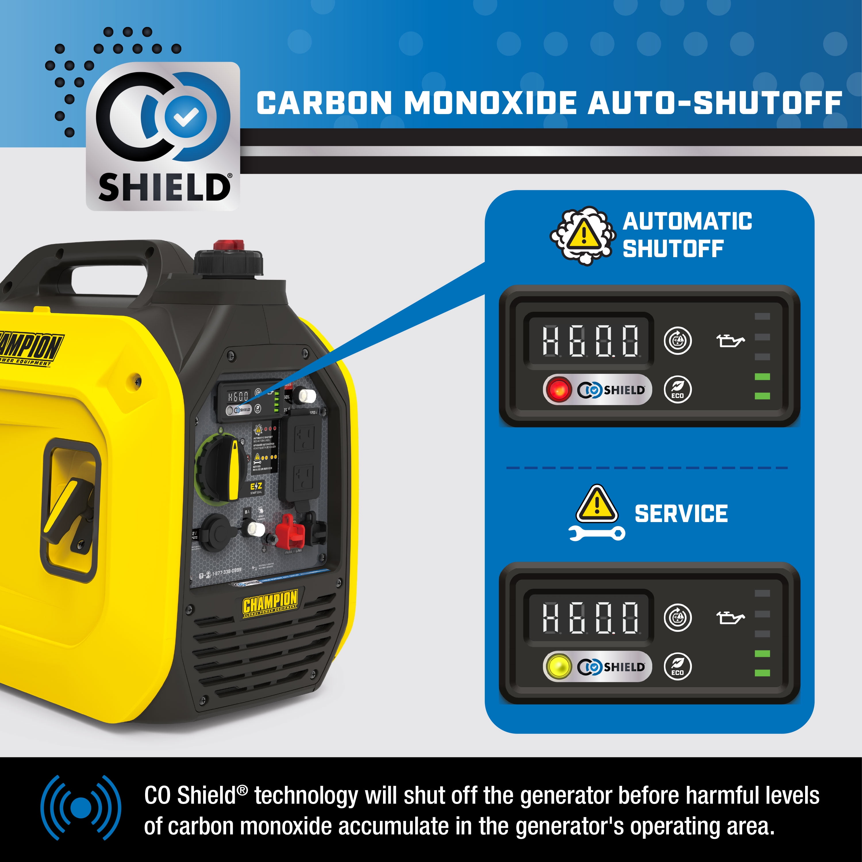 Champion Power Equipment 2500-Watt Ultralight Gasoline Portable Inverter Generator with CO Shield