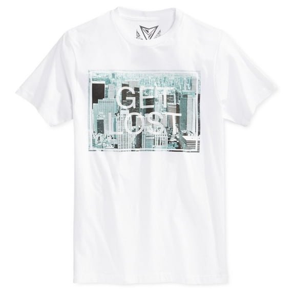 Univibe Mens Get Lost Graphic T-Shirt, White, Small