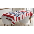 thumbnail image 1 of Ambesonne Saying Tablecloth Rectangular Table Cover, Nautical Striped, 60"x90", Red Navy Blue and White, 1 of 3