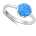 thumbnail image 4 of CHOOSE YOUR COLOR Minimalist Blue Simulated Opal Promise Ring .925 Sterling Silver Band CZ Female Size 6, 4 of 4