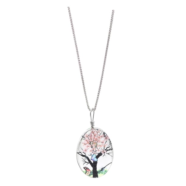 Eterno y Dama Colgante Tronco Flor Cristal Retro Árbol Vida Collar Doble Cara Collares Europeos Colgantes