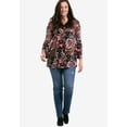 thumbnail image 3 of ellos Women's Plus Size Bell Sleeve A-Line Knit Tunic - 22/24, Vintage Coral Floral, 3 of 3