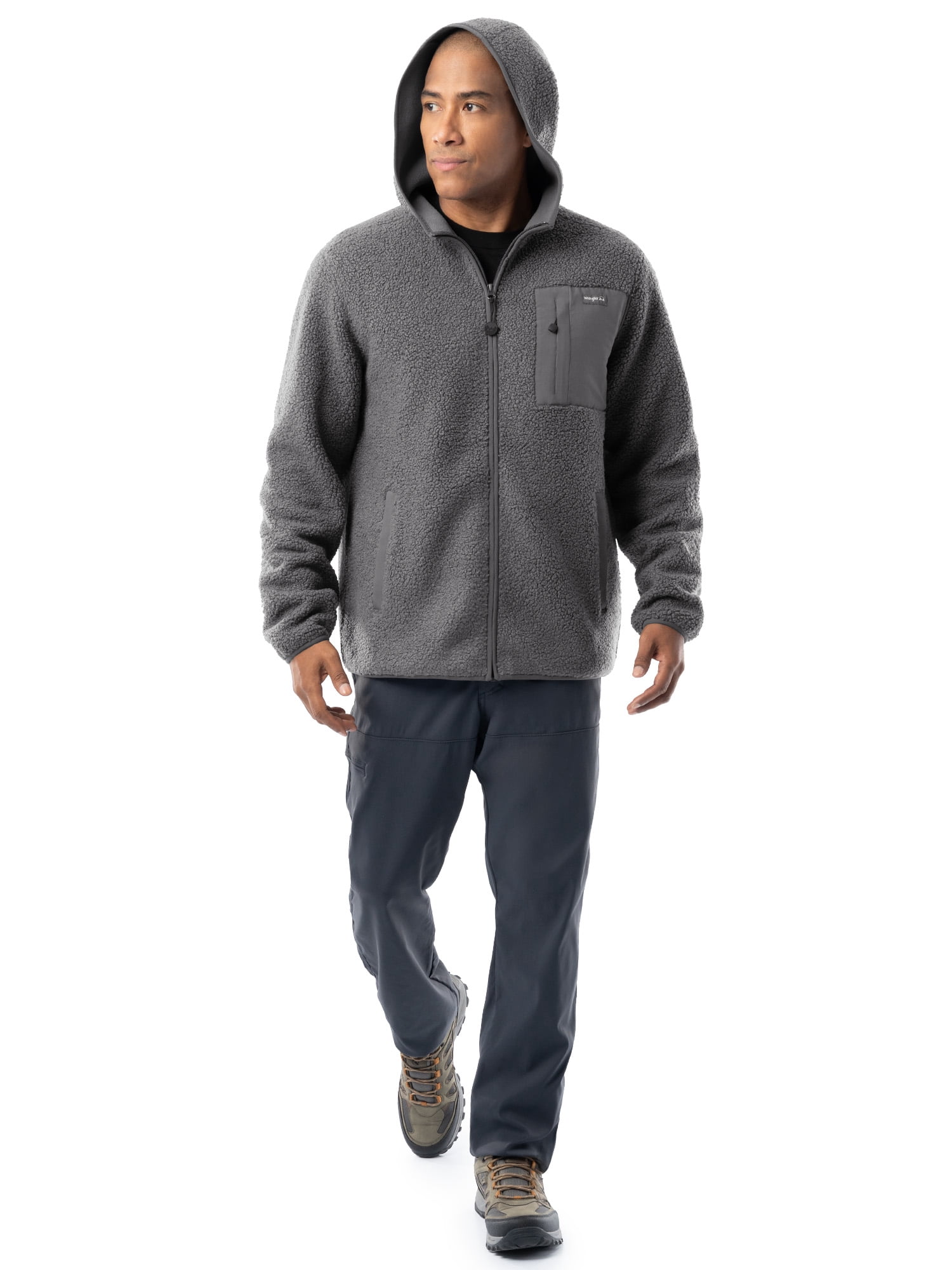 Wrangler Outdoor Men's & Big Men's Full Zip Burly Utility Backpacking Sweater Hoodie, Size S-2XL