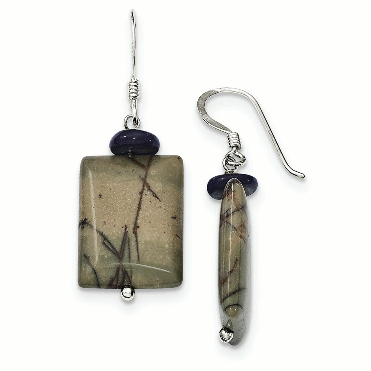 Carved Multi-Color Picasso jasper Leaf Earrings,35x18x4mm,7.4g-S9390 New Arrival