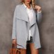 thumbnail image 2 of Blusa de punto larga Color puro Hombro caído Cuello vuelto Ajuste informal Blusa de punto para mujer Gris XL, 2 of 6