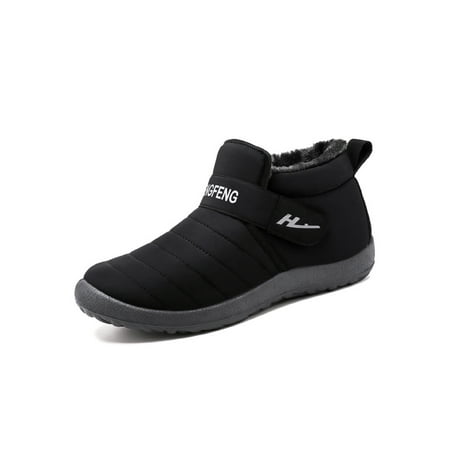 

Avamo Unisex Comfort Winter Warm Shoes Low Heel Snow Boots Hiking Memory Foam Men Black 8