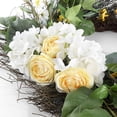 thumbnail image 4 of SAFAVIEH Faux 26 Inch Hydrangea & Spring Blossom Wreath, Yellow/White, 4 of 7
