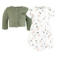 thumbnail image 3 of Hudson Baby Infant and Toddler Girls Cotton Dress and Cardigan Set, Sage Floral, 5T, 3 of 5