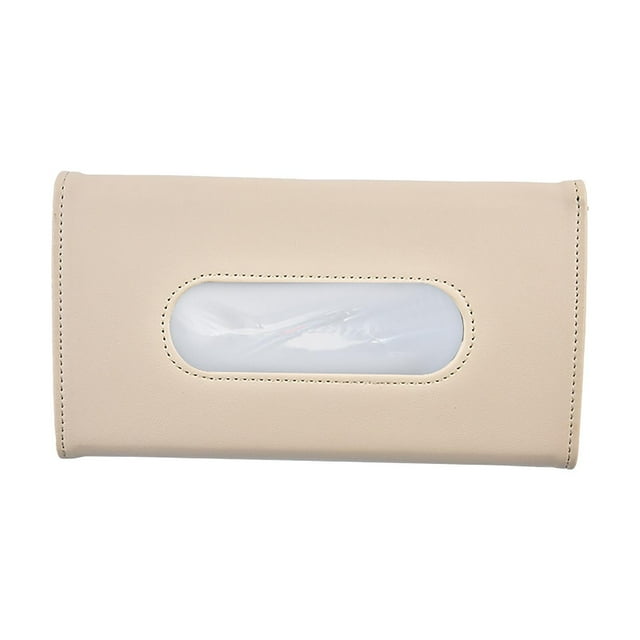 Porta pañuelos para visera de coche | Diseño de cuero y cristal | Dispensador de pañuelos colgante para techo, respaldo o puerta | Tamaño compacto: 23 x 13 x 2 cm | Incluye 2 clips