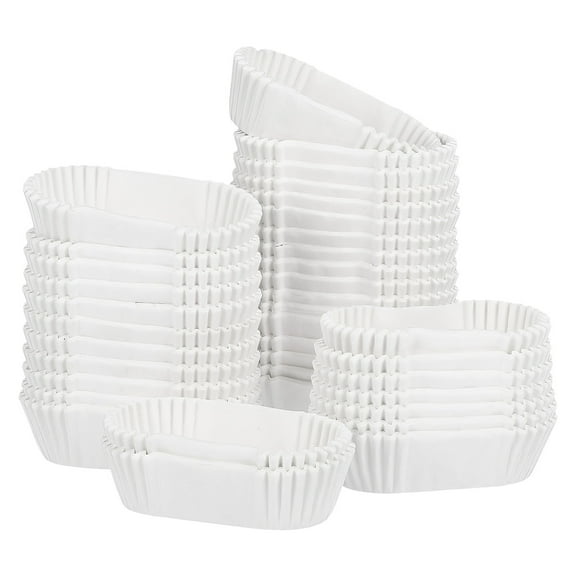 RENACLIPY 1000Pcs Oval Cake Paper Cups Disposable Grease Proof Cupcake Liners White