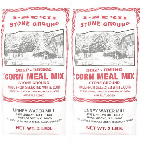 Linney s Water Mill Fresh Stone Ground Self Rising Cornmeal Select White Corn 2/2 lb. Bags No Preservatives