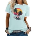 thumbnail image 5 of Shirts For Women Tees Tops Color Block Graphic Short Sleeve Beach Summer Plus Size Clothes, 5 of 7