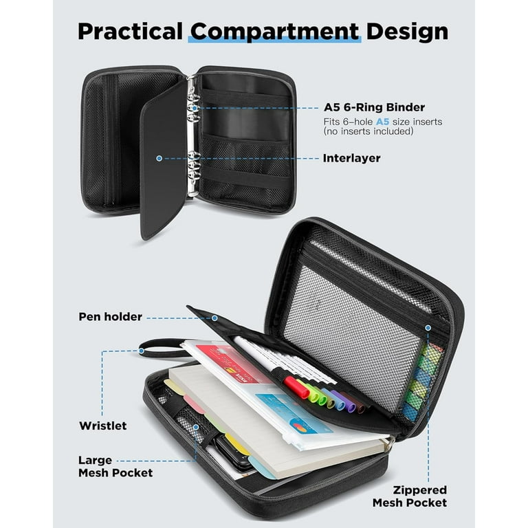 Zannaki A5 Zipper Binder, 6 Ring Personal Planner Journal