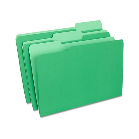 HITOUCH BUSINESS SERVICES File Folders 1/3 Cut Legal Size Green 100/Box TR224584