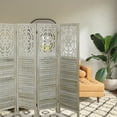 thumbnail image 4 of Fionafurn 4 Panel Room Divider, Wooden Folding Privacy Screens Portable Partition Room Dividers,White, 4 of 8