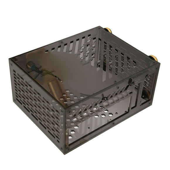 Mini ITX Case, Compact Mini PC Case, 4.3L Clear Acrylic Panel, Compact PC Case, 360 Degree Cooling, Easy Installation, PCIE Device, Slim Power Supply, Transparent, Light Weight