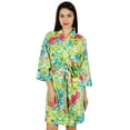 thumbnail image 1 of Bimba Women Floral Print Short Cotton Robe Getting Ready Wrap Coverup Bridesmaid Bride Gift, 1 of 8