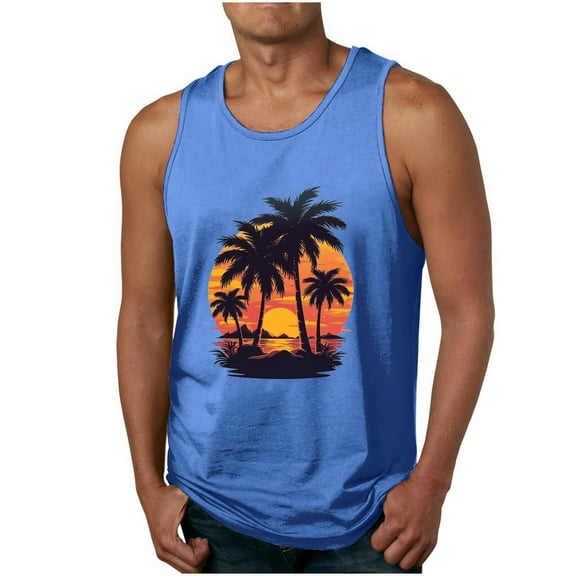IROINNID Mens Sleeveless Gym Workout Tank Top, Tag Free & Moisture Wicking, Soft Shirt Men Casual Printed Pullover Ribbed Stretch Fabric