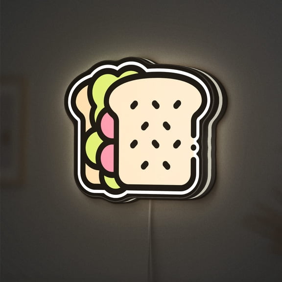 Bread Slice 3D Novelty Light Box for Food and Restaurant Decor, Sandwich and Bakery Themed Lamp for Kitchen and Cafes (Height 8 inch, 20cm)